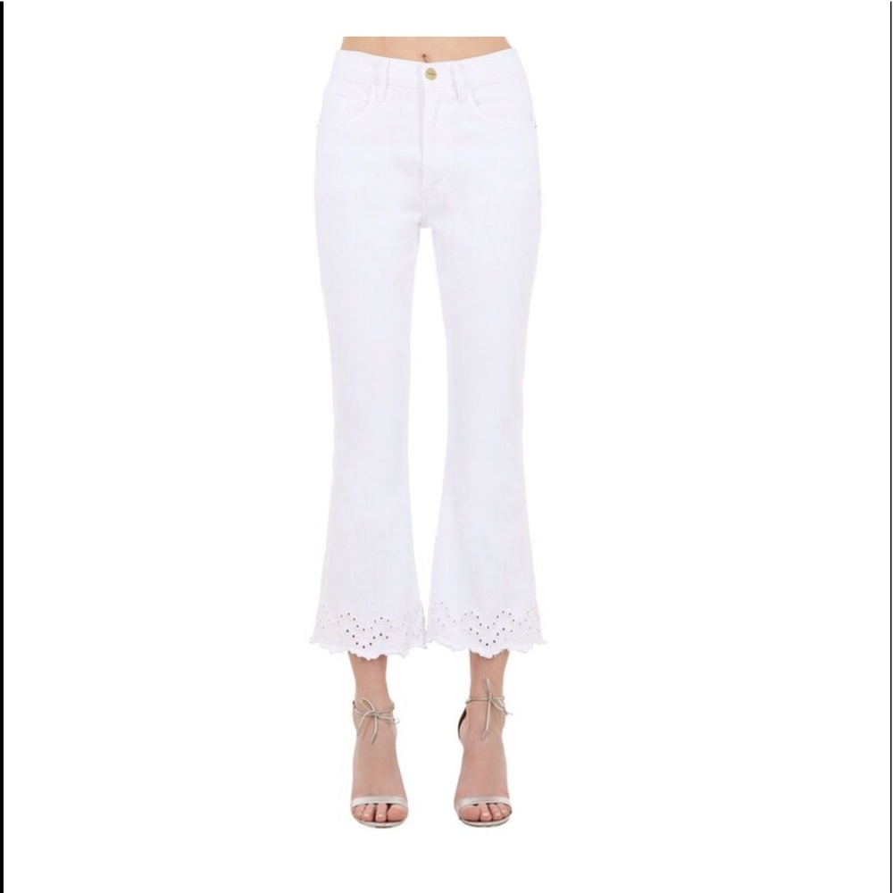 FRAME Schiffly High-Rise Crop Flare Scallop Jeans